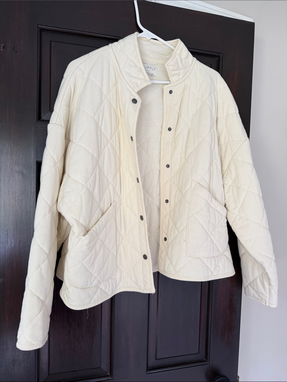 Z Supply Cream Quilted Snap-Front Utility Jacket